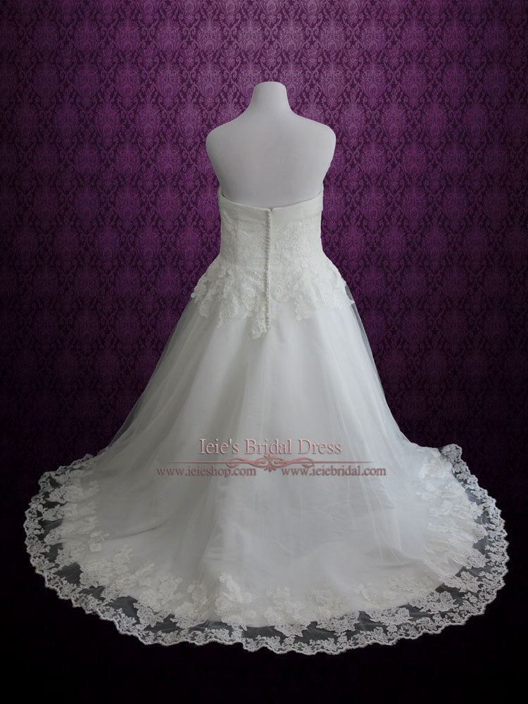 Plus Size Strapless Lace Princess A-line Wedding Dress | Ashima
