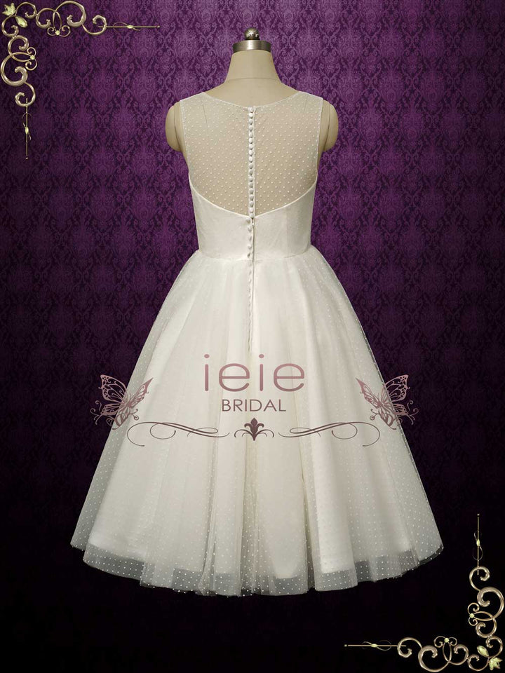 Polka Dot Short Retro Tea Length Wedding Dress ELYNA