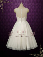 Polka Dot Short Retro Tea Length Wedding Dress ELYNA