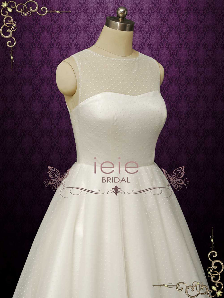Polka Dot Short Retro Tea Length Wedding Dress ELYNA