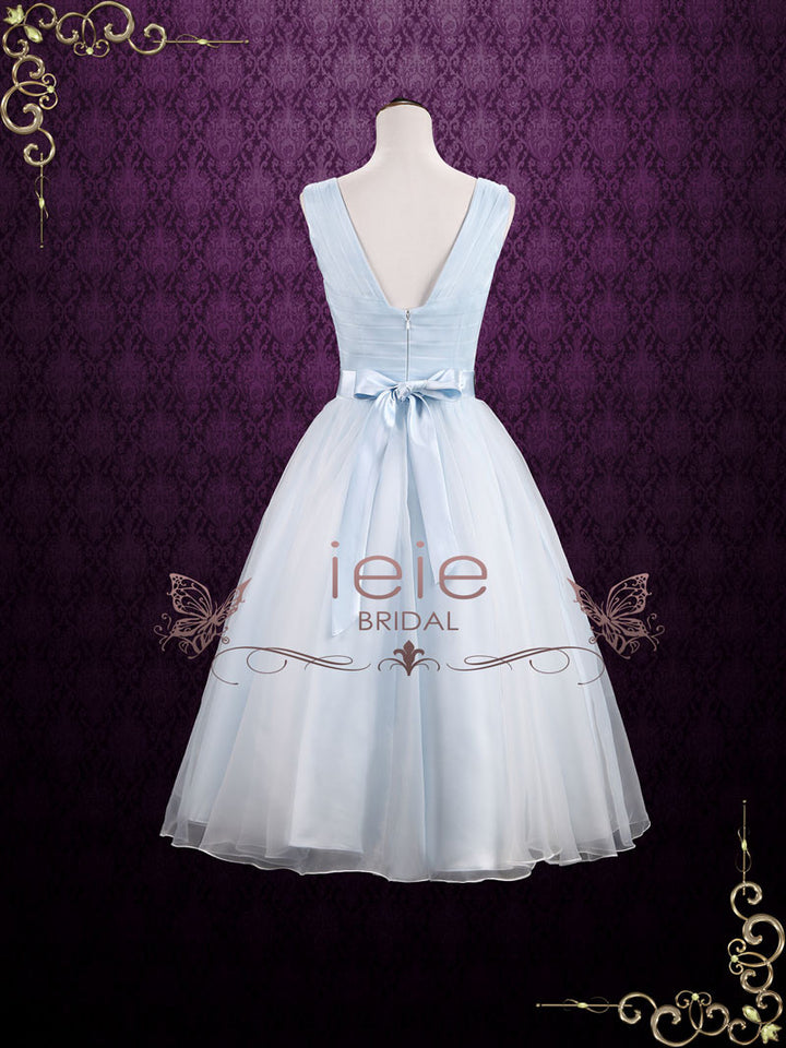 Ice Blue Short Tea Length Wedding Dress Formal Dress TERRY Size 8 / Ivory Ice Blue Short Tea Length Wedding Dress Formal Dress TERRY Size 8 / Ivory