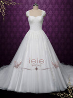 Princess Ball Gown Lace Wedding Dress with Cap Sleeves SALINA