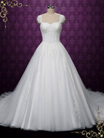 Princess Ball Gown Lace Wedding Dress with Cap Sleeves SALINA