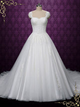 Princess Ball Gown Lace Wedding Dress with Cap Sleeves SALINA