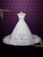 Princess Ball Gown Lace Wedding Dress with Cap Sleeves SALINA