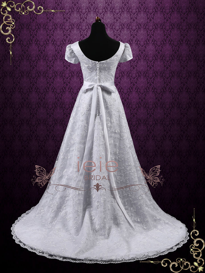 Princess A-line Lace Wedding Dress with Puff Sleeves GRACIE