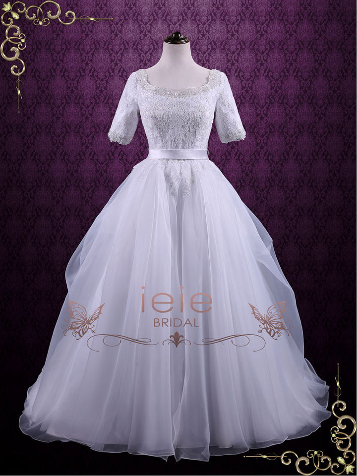 Modest Ball Gown Wedding Dress with Sleeves | Rachel