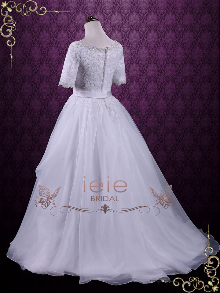 Modest Ball Gown Wedding Dress with Sleeves | Rachel