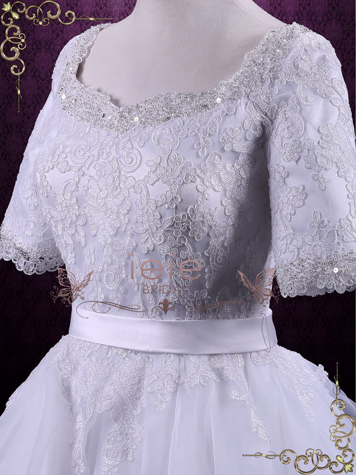 Modest Ball Gown Wedding Dress with Sleeves | Rachel