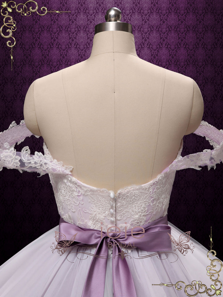 Purple Ball Gown Off Shoulder Wedding Dress | VARLEY