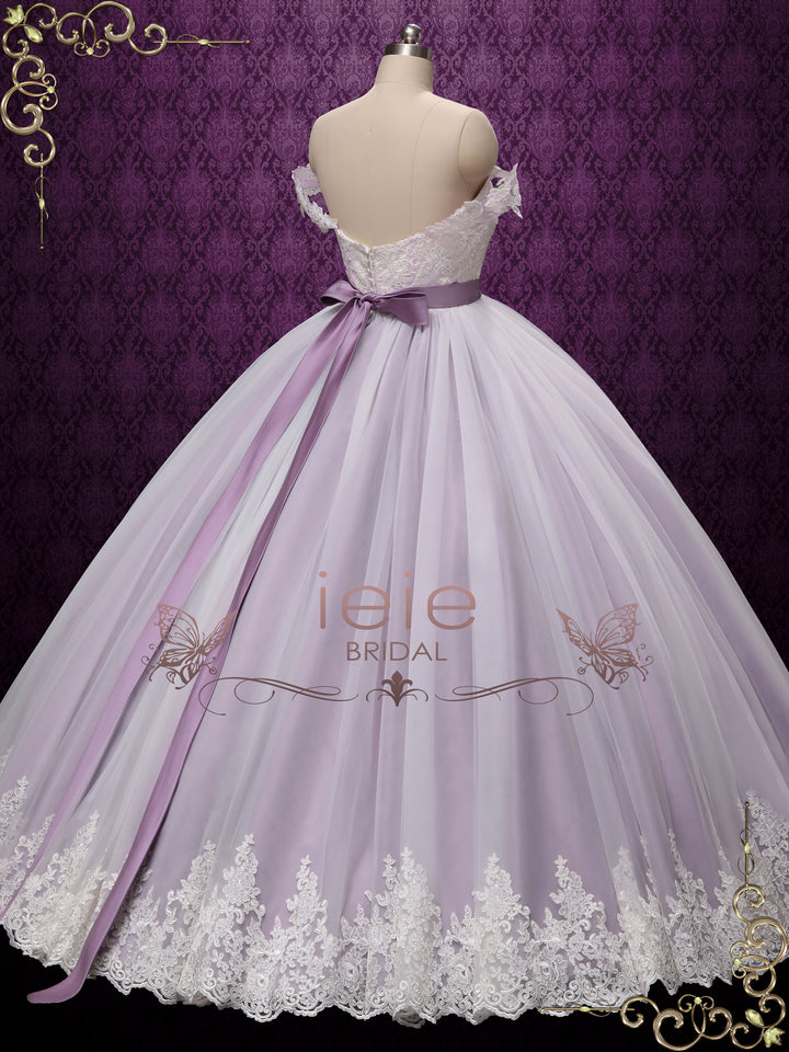 Purple Ball Gown Off Shoulder Wedding Dress | VARLEY