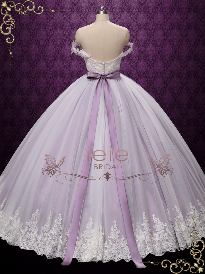 Purple Ball Gown Off Shoulder Wedding Dress | VARLEY