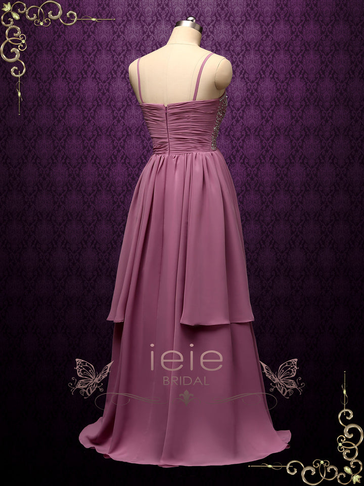 Purple Chiffon Wedding Dress with Beaded Bodice SOFINA