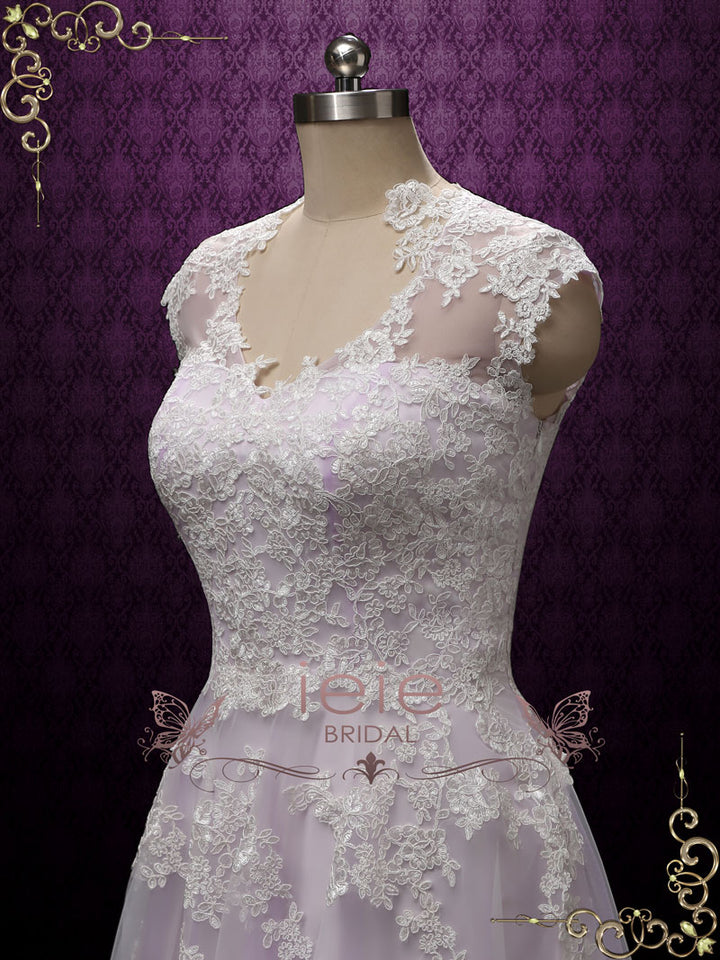 Lavender Purple Boho Beach Lace Wedding Dress | Korynne