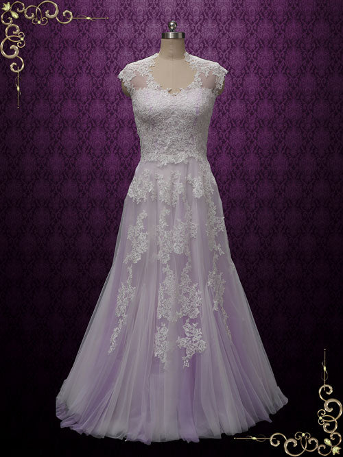 Lavender Purple Boho Beach Lace Wedding Dress | Korynne – ieie
