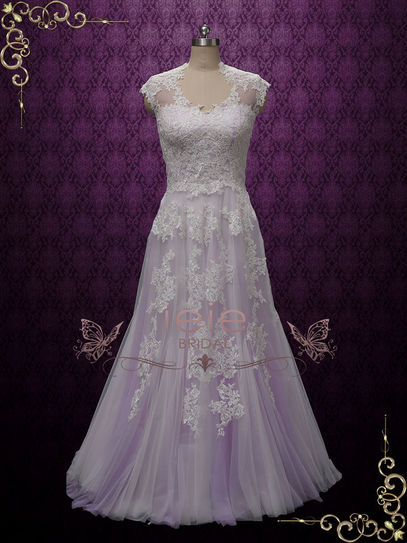 Lavender Purple Boho Beach Lace Wedding Dress Lavender Purple Boho Beach Lace Wedding Dress