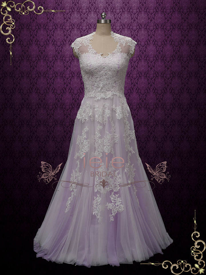 Lavender Purple Boho Beach Lace Wedding Dress | Korynne ieie Lavender Purple Boho Beach Lace Wedding Dress | Korynne ieie