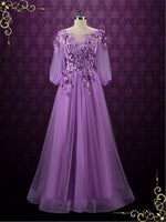 Purple Floral Formal Evening Dress Wedding Dress CAMILLA