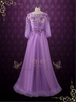 Purple Floral Formal Evening Dress Wedding Dress CAMILLA