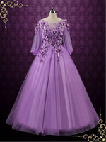 Purple Floral Formal Evening Dress Wedding Dress CAMILLA