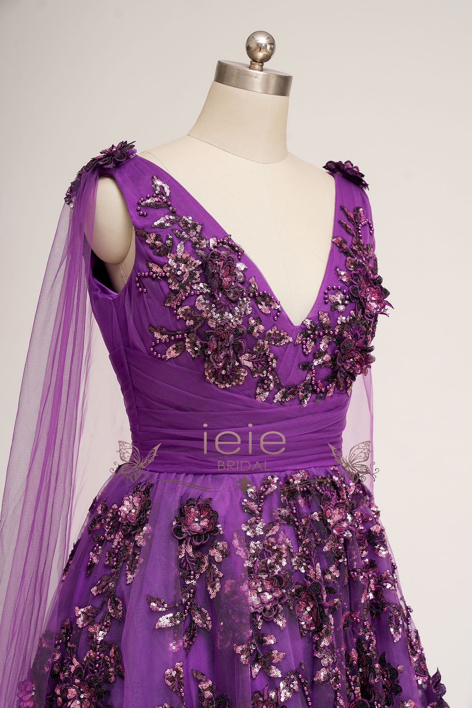 Purple Grecian Lace Wedding Dress ARETHA – ieie