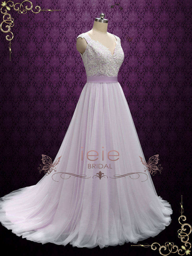 Purple Fairytale Wedding Dress with Lace and Soft Tulle SERA – ieie