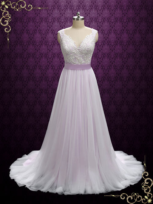 Purple Fairytale Wedding Dress with Lace and Soft Tulle SERA