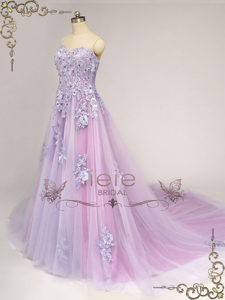 Strapless Purple Lace Wedding Dress ZORANA