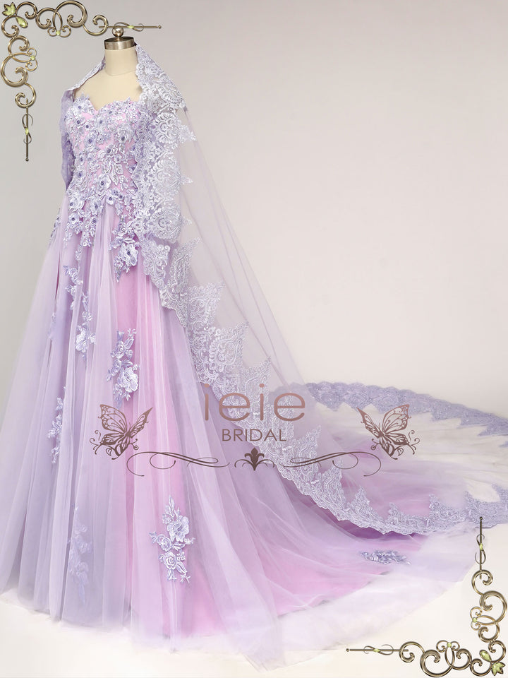 Strapless Purple Lace Wedding Dress ZORANA