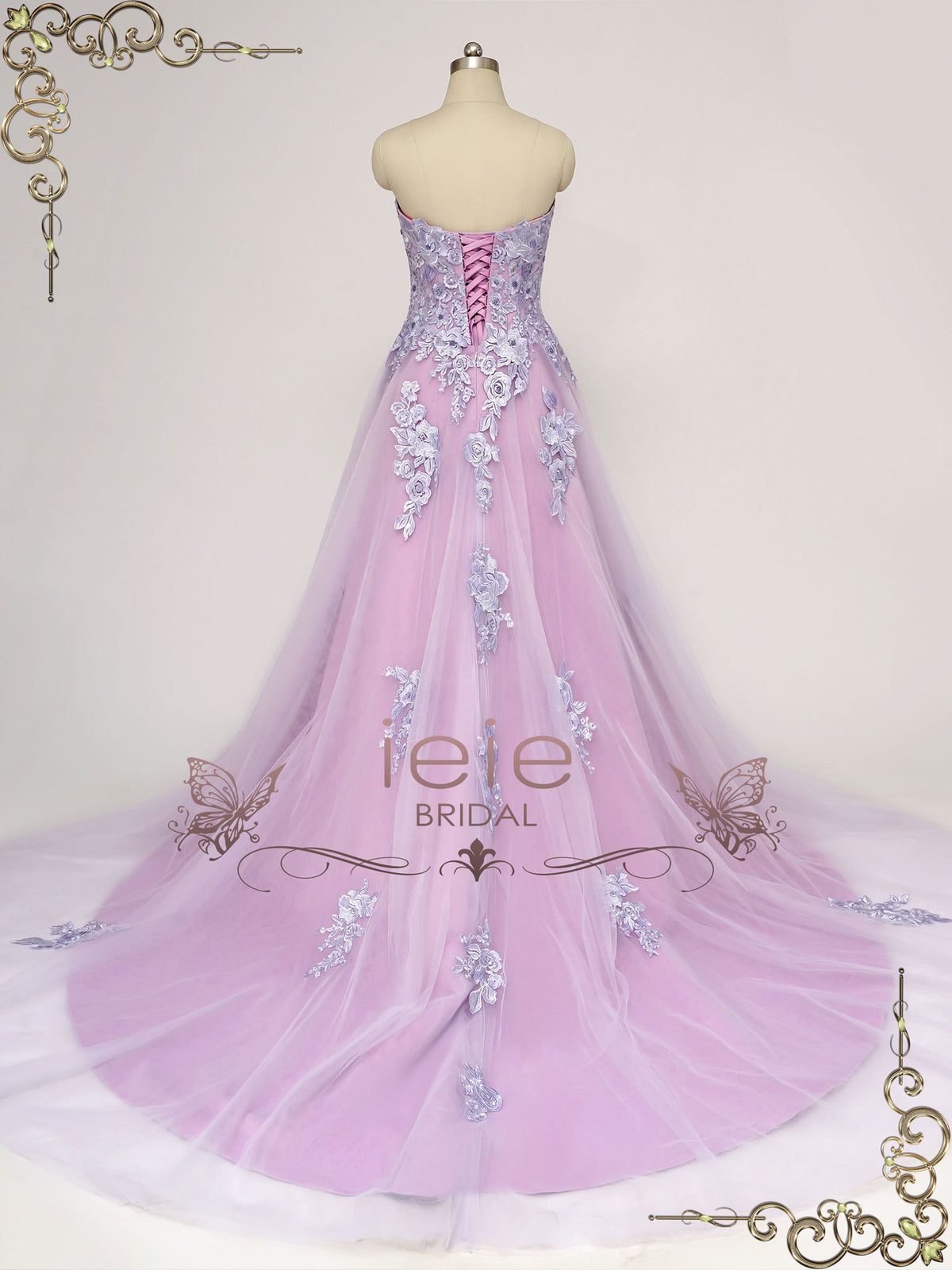 Strapless Purple Lace Wedding Dress ZORANA