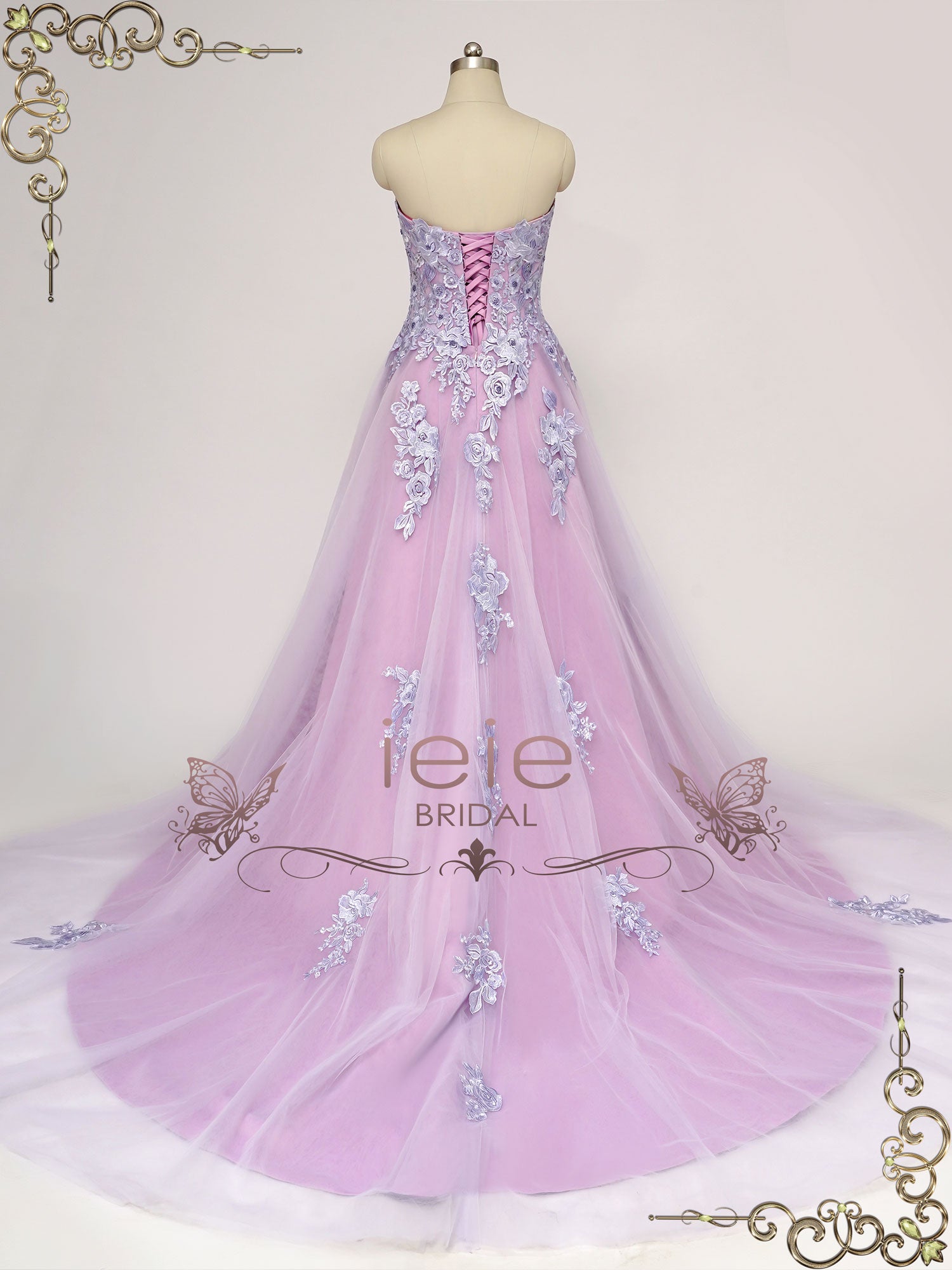 Strapless Purple Lace Wedding Dress ZORANA