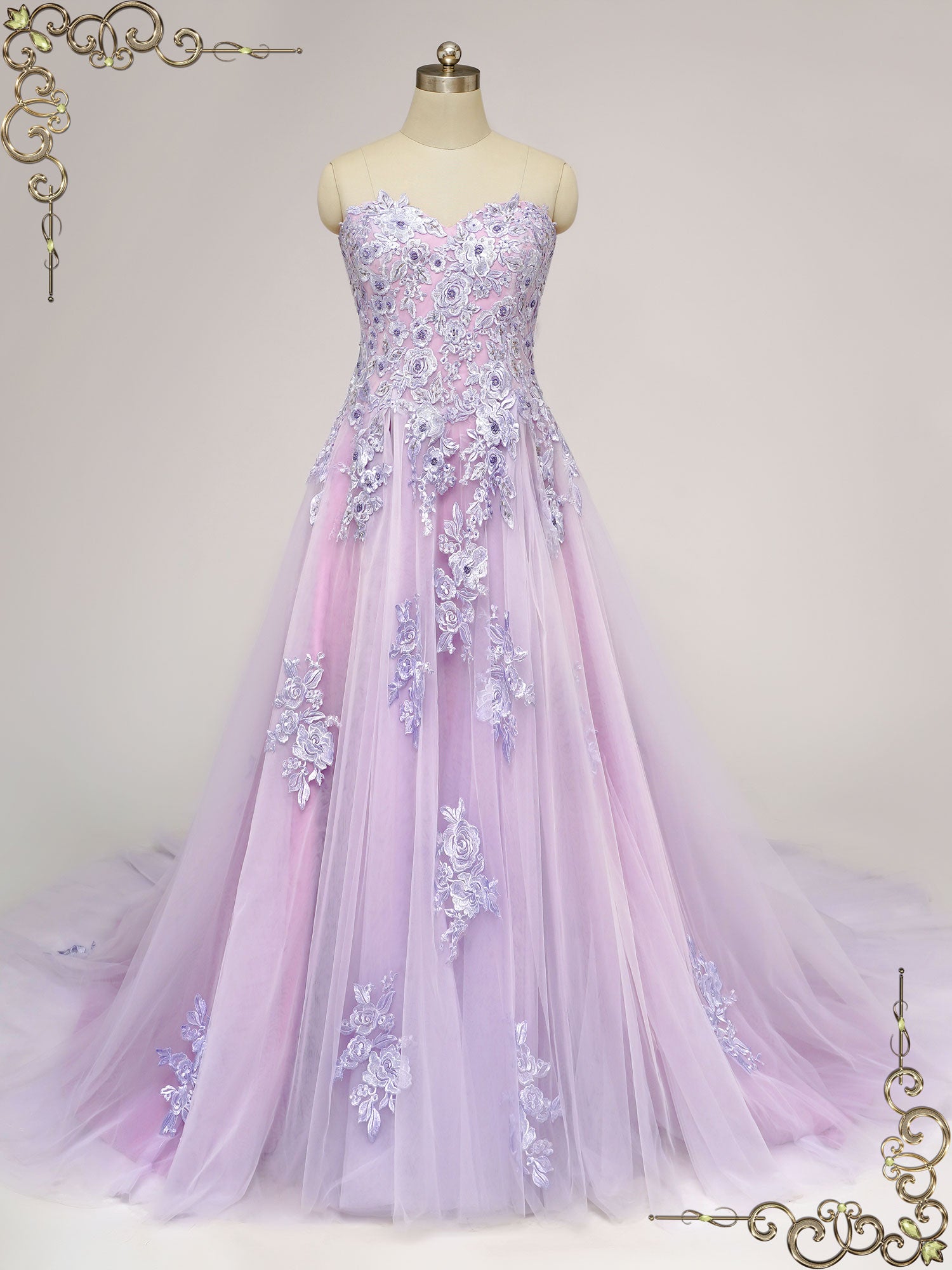 Strapless Purple Lace Wedding Dress ZORANA
