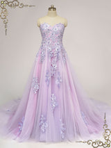 Strapless Purple Lace Wedding Dress ZORANA
