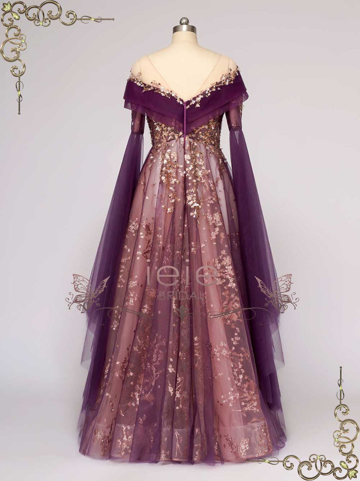 Ready to Wear Unique Purple Gold Medieval Wedding Dress ANNORA Ready to Wear Unique Purple Gold Medieval Wedding Dress ANNORA