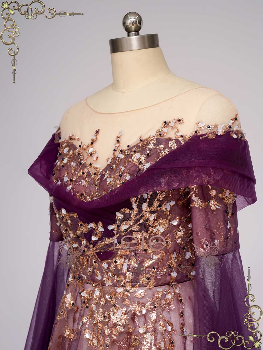 Unique Purple Gold Medieval Wedding Dress ANNORA