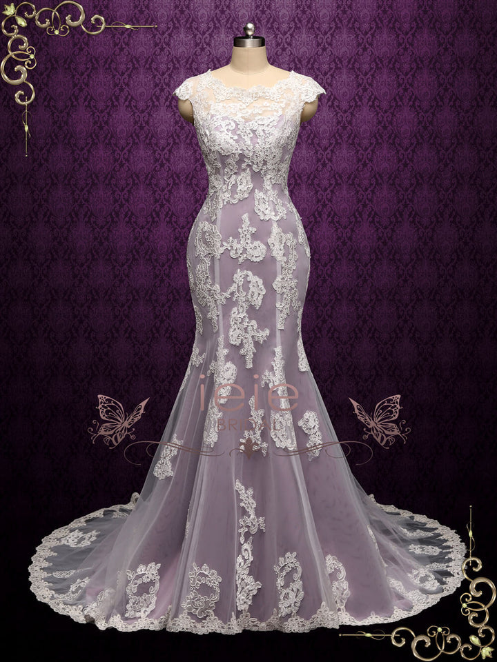 Purple Mermaid Lace Wedding Dress JULY