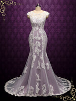 Ready To Wear Purple Mermaid Lace Wedding Dress JULY