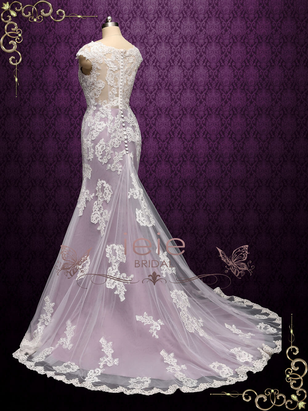 Ready To Wear Purple Mermaid Lace Wedding Dress JULY