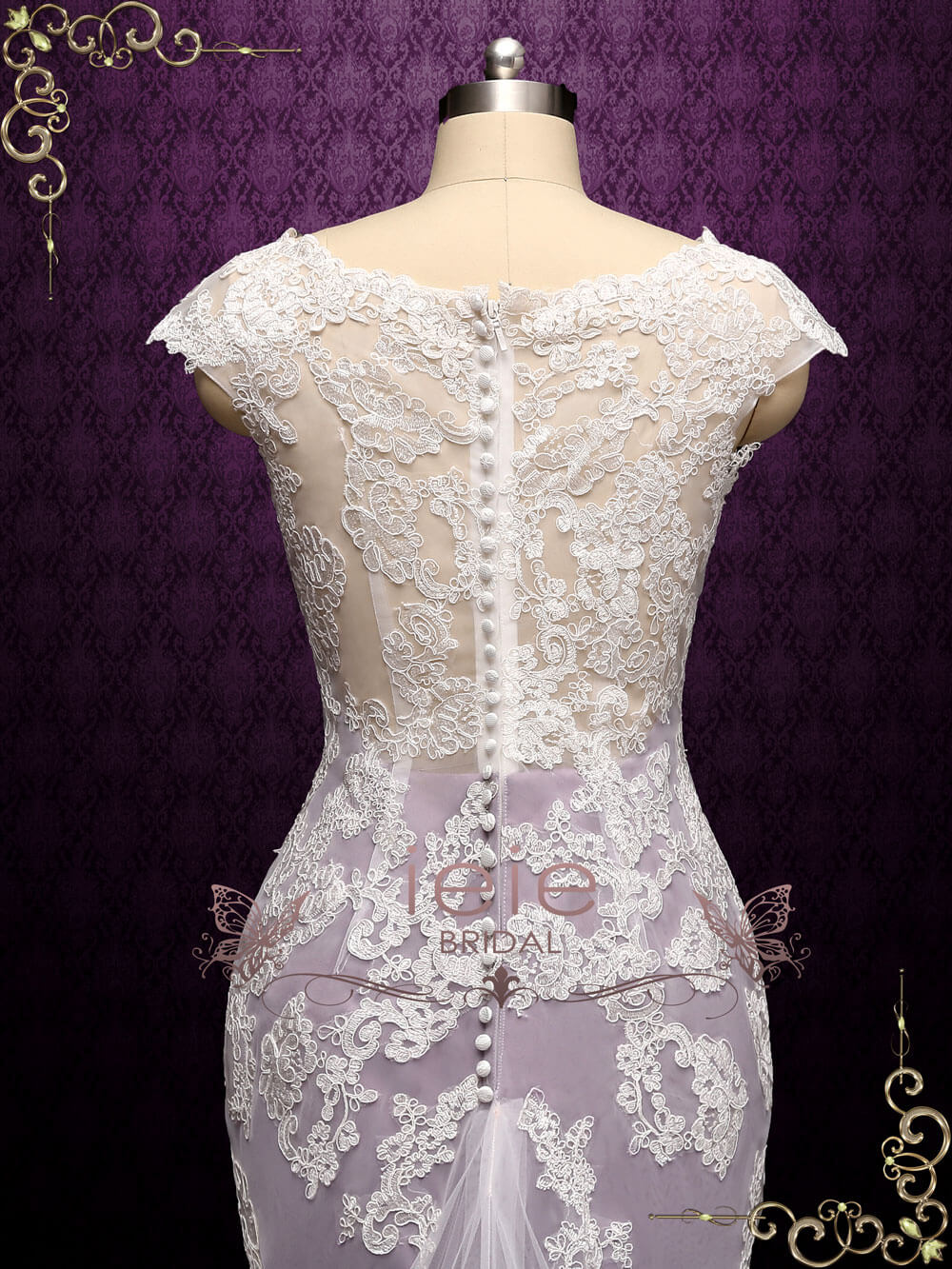 Ready To Wear Purple Mermaid Lace Wedding Dress JULY