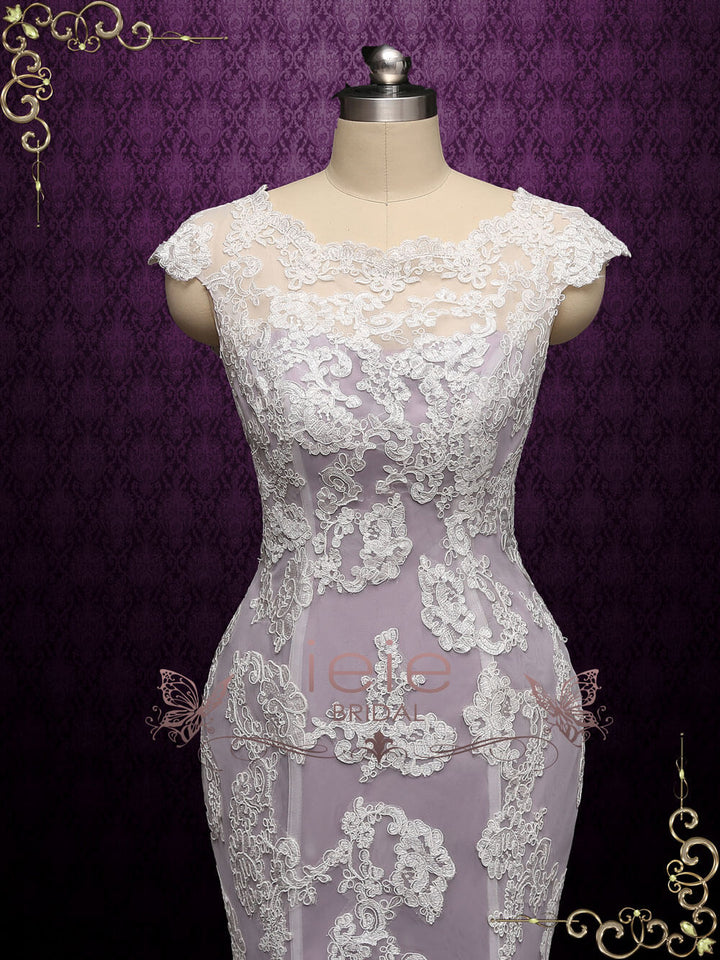 Purple Mermaid Lace Wedding Dress JULY