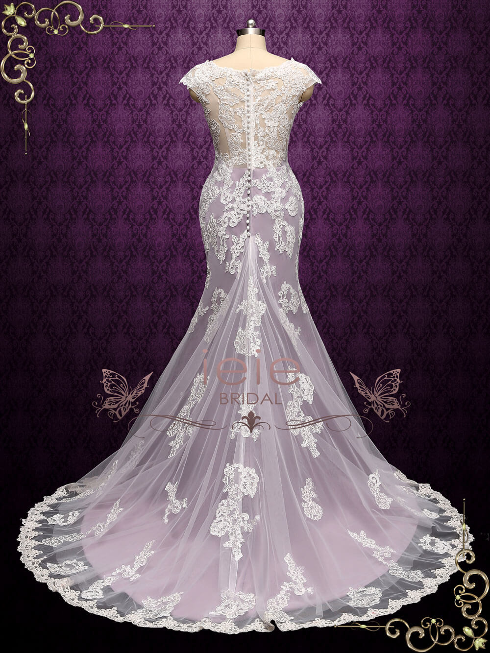Ready To Wear Purple Mermaid Lace Wedding Dress JULY
