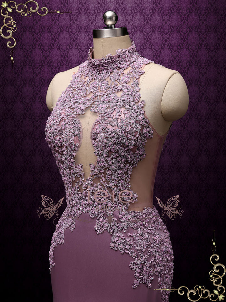 Purple Sexy Mermaid Wedding Dress with Ruffle Skirt GLORIA