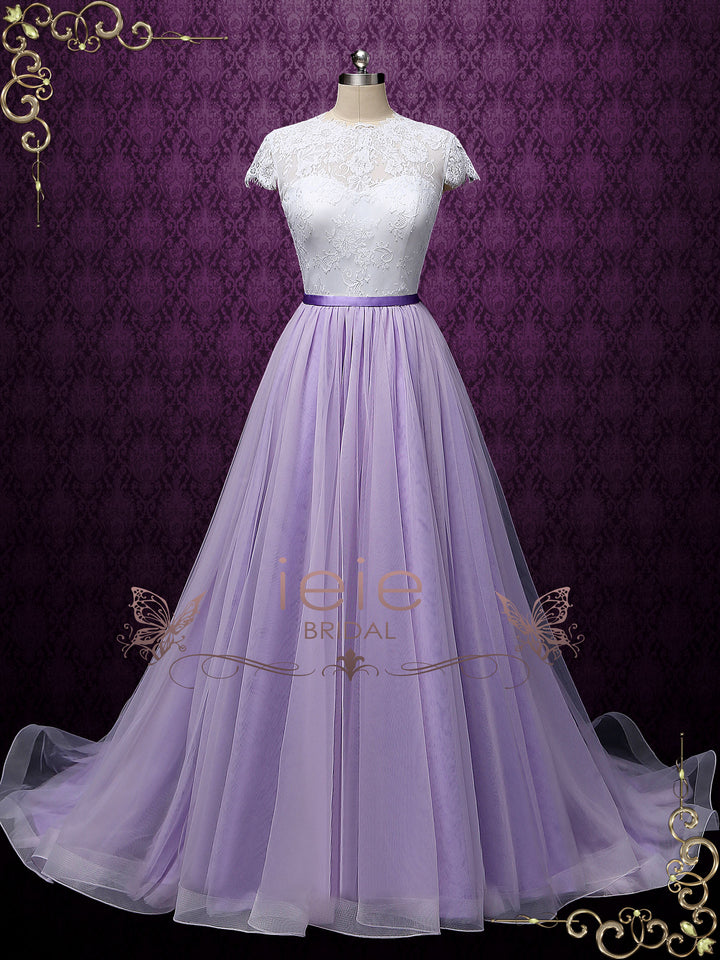 Purple Tulle Skirt with Horsehair Hem ZARIA