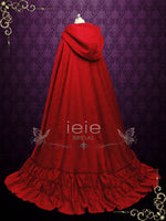 Vintage Style Long Red Cloak with Hood SCARLETT