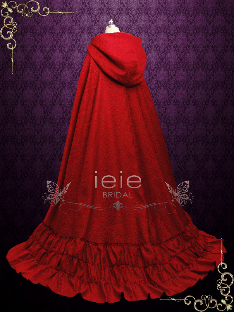 Vintage Style Long Red Cloak with Hood SCARLETT