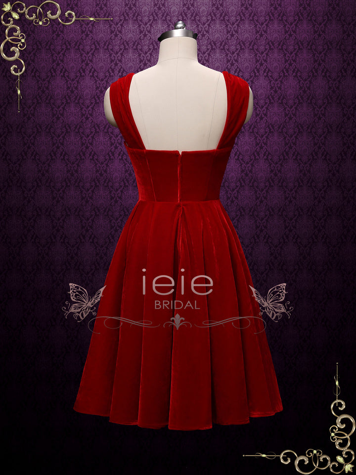 Scarlet Retro Red Tea Length Casual Dress