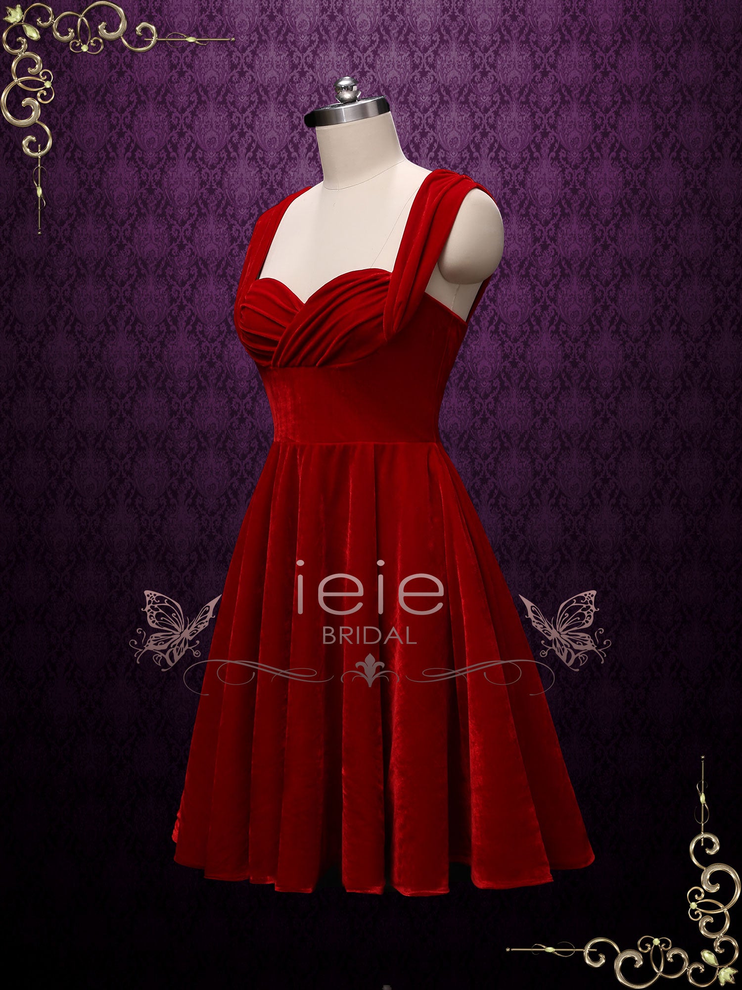 red tea length dress Wine Tulle Short Sleeves Party with Lace, Dark Re 25.2 inches Scarlet Red Dress Teuta Matoshi
