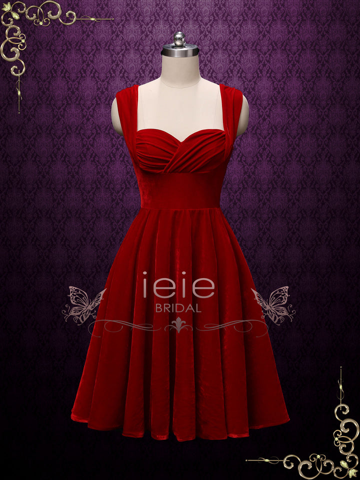 Scarlet Retro Red Tea Length Casual Dress