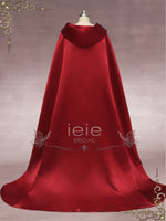 Red Satin Wedding Cloak with Hood