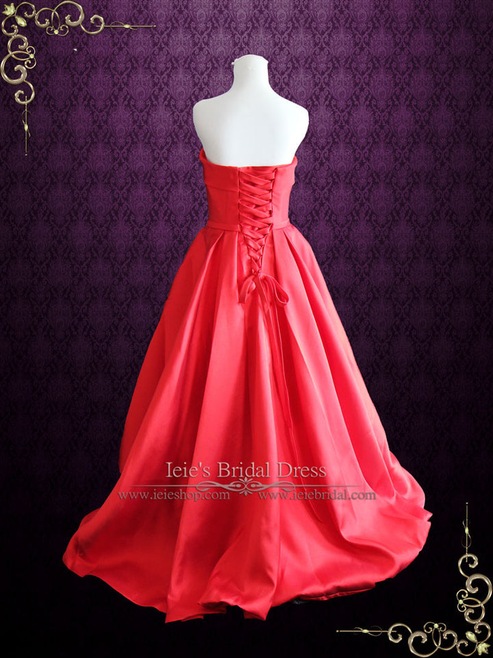 Strapless Red Wedding Dress with Cute Bow RUBY